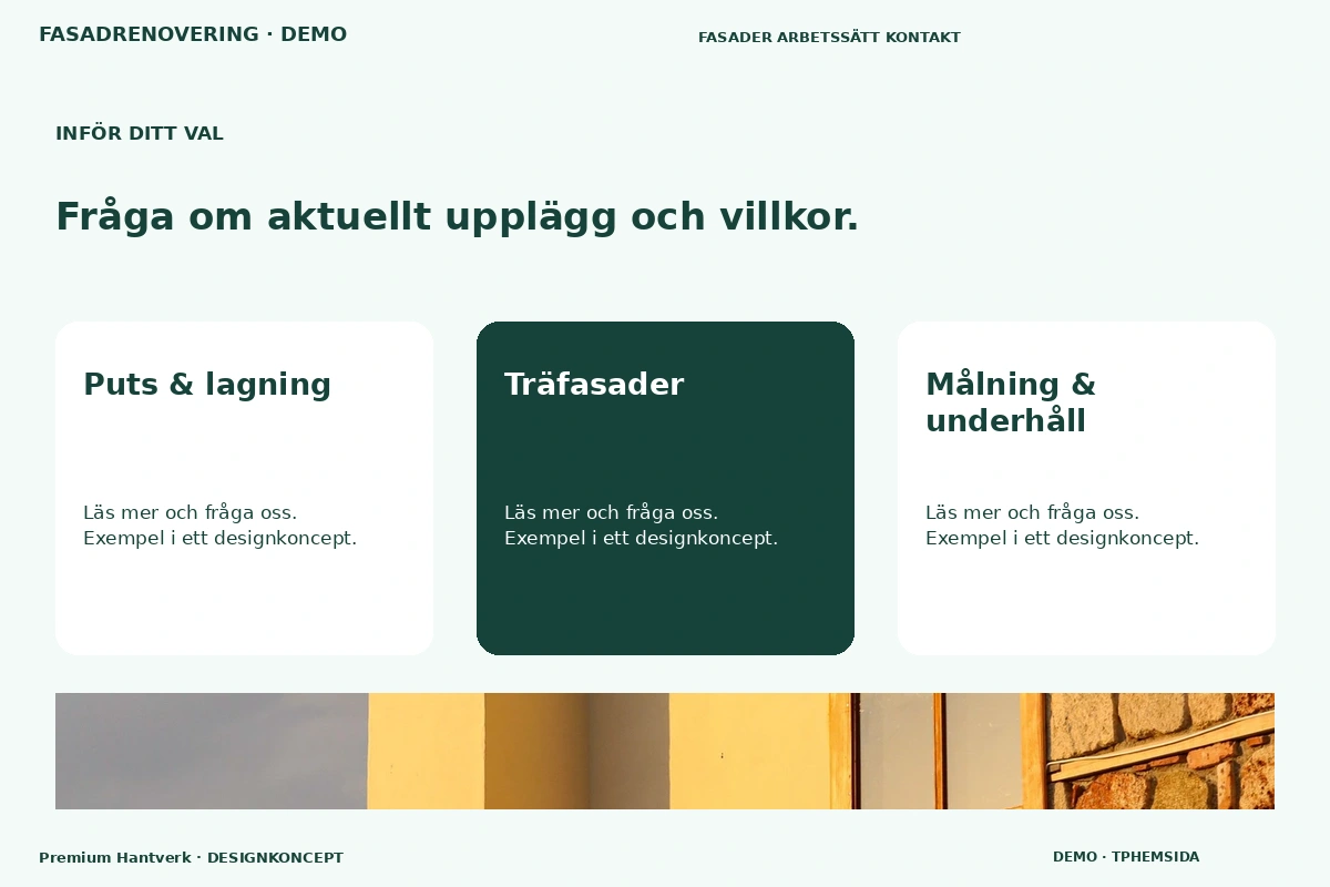 Premium Hantverk – Alternativ & villkor för fasadrenovering