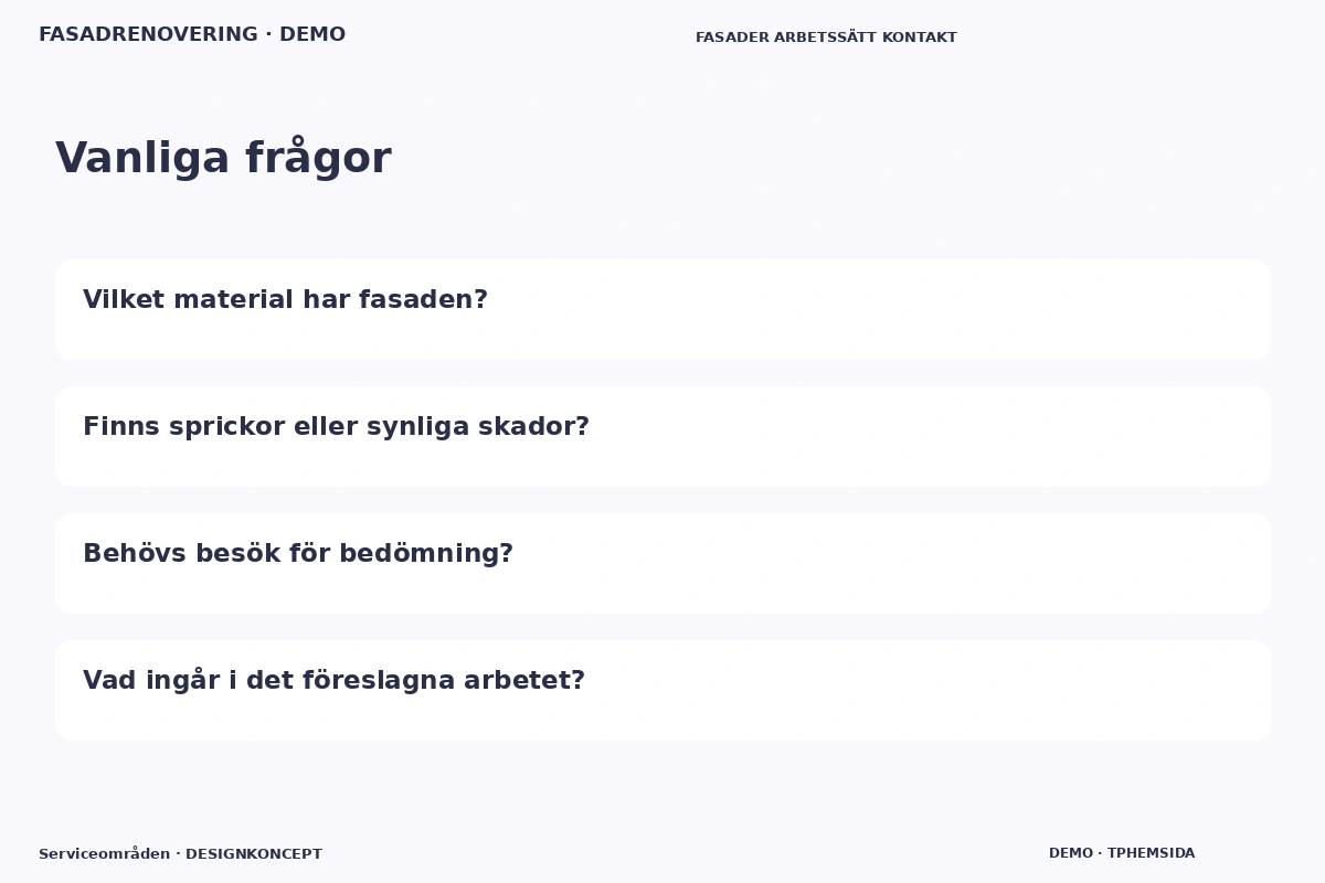 Serviceområden – Vanliga frågor för fasadrenovering