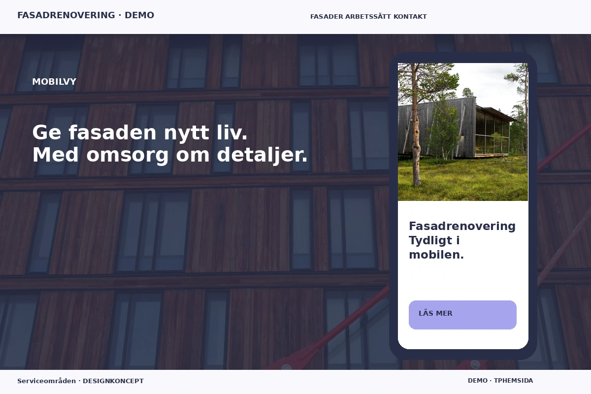 Serviceområden – Mobilvy för fasadrenovering