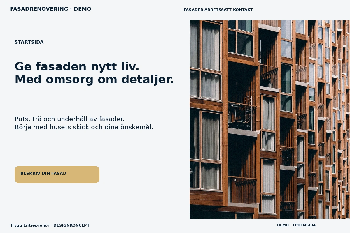 Trygg Entreprenör – Startsida för fasadrenovering