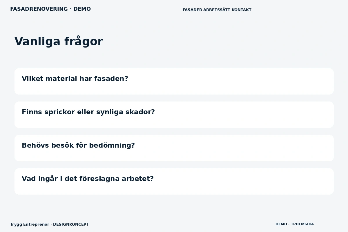 Trygg Entreprenör – Vanliga frågor för fasadrenovering