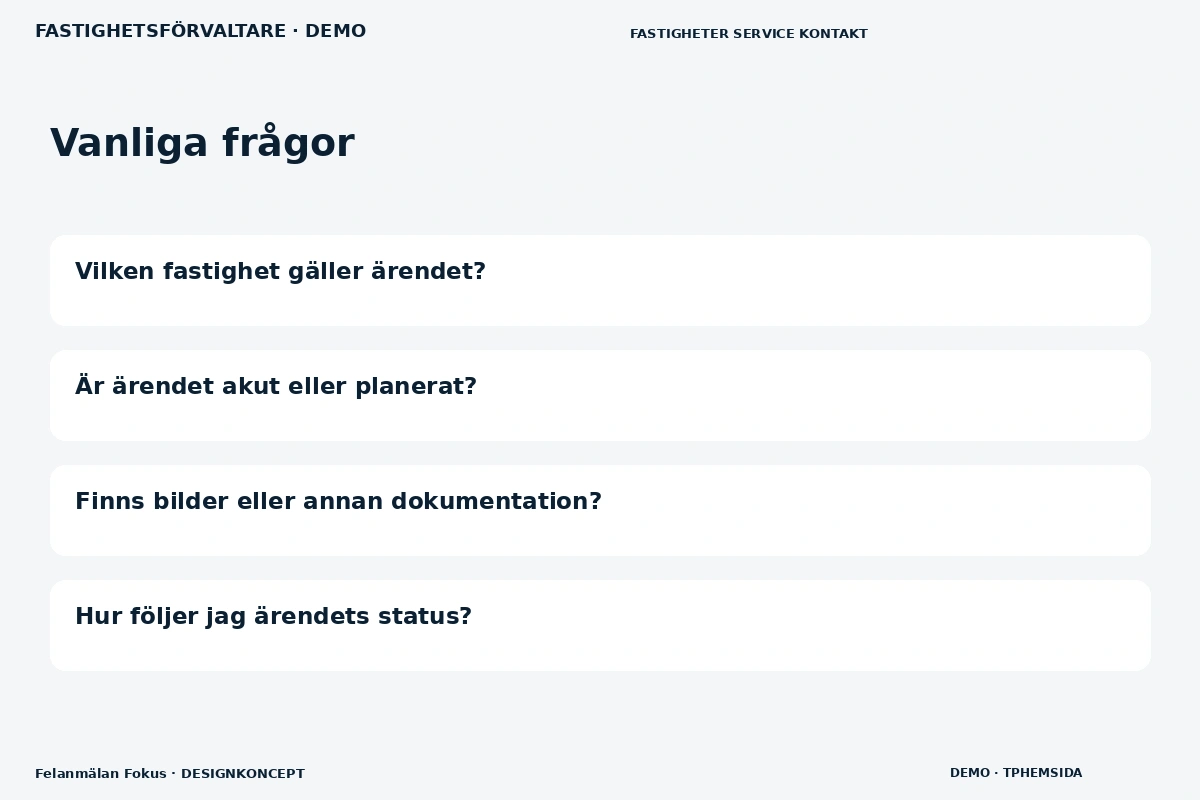 Felanmälan Fokus – Vanliga frågor för fastighetsförvaltare