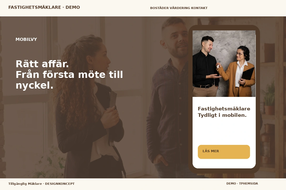 Tillgänglig Mäklare – Mobilvy för fastighetsmäklare