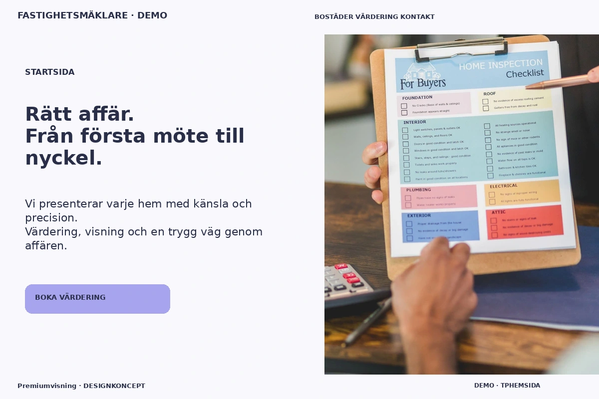 Premiumvisning – Startsida för fastighetsmäklare