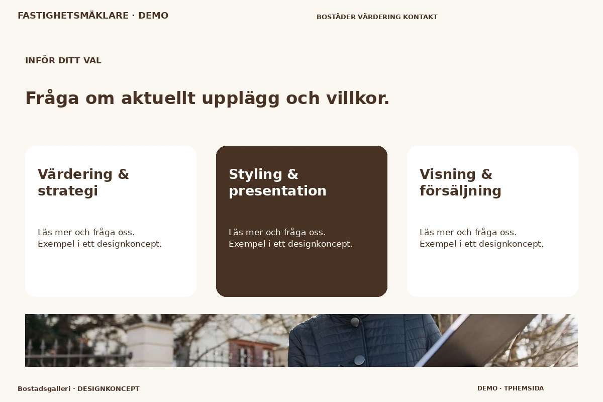 Bostadsgalleri – Alternativ & villkor för fastighetsmäklare