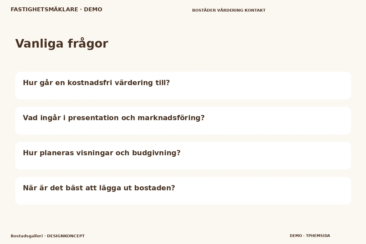 Bostadsgalleri – Vanliga frågor för fastighetsmäklare