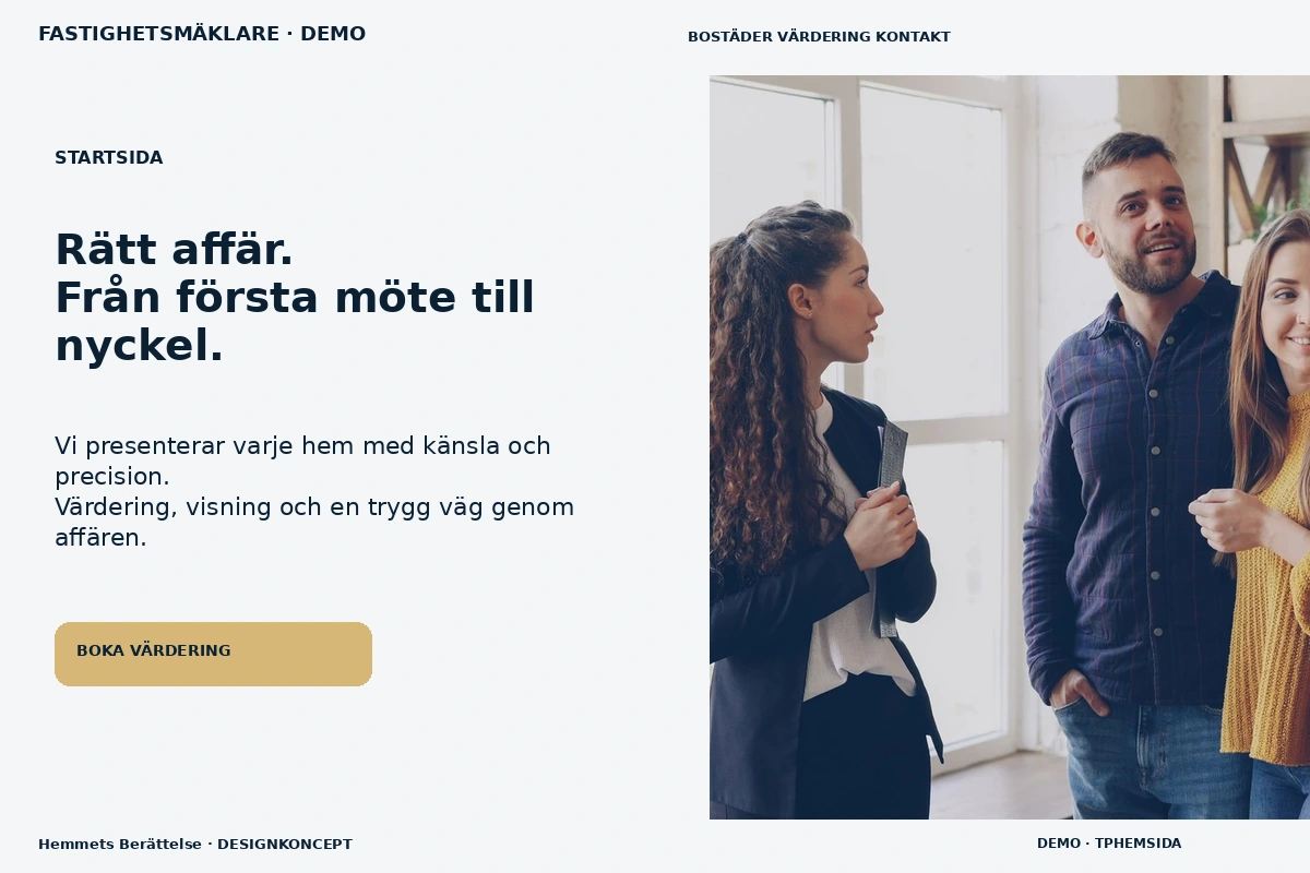 Hemmets Berättelse – Startsida för fastighetsmäklare