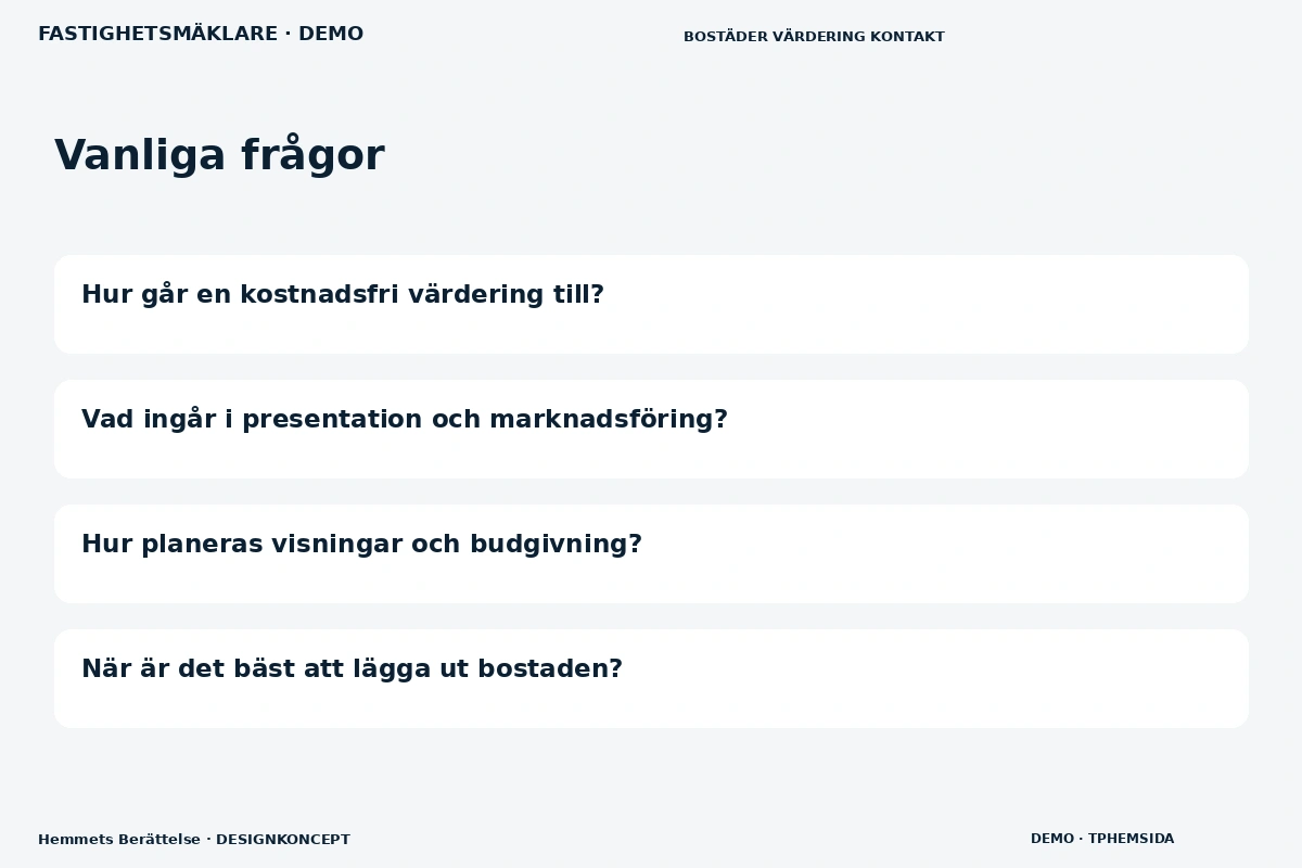Hemmets Berättelse – Vanliga frågor för fastighetsmäklare