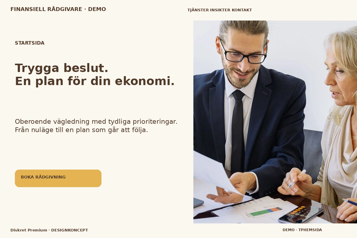 Diskret Premium – Startsida för finansiell rådgivare