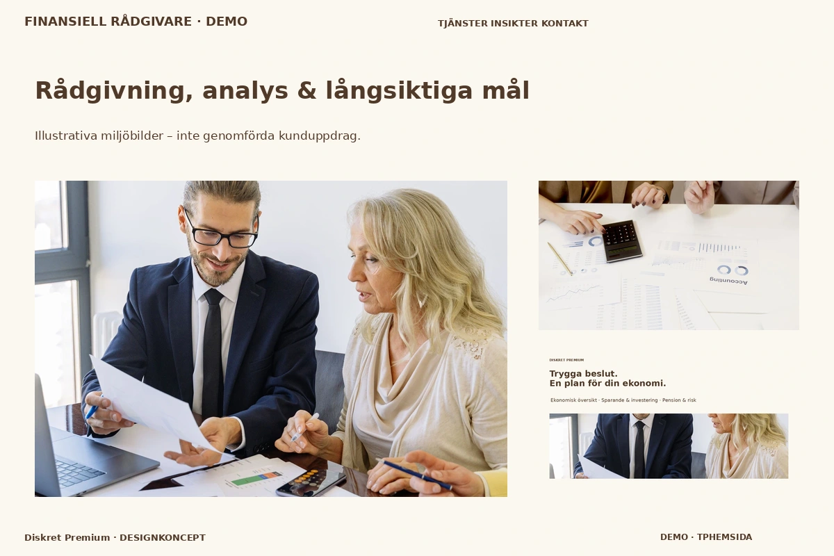 Diskret Premium – Rådgivning, analys & långsiktiga mål för finansiell rådgivare