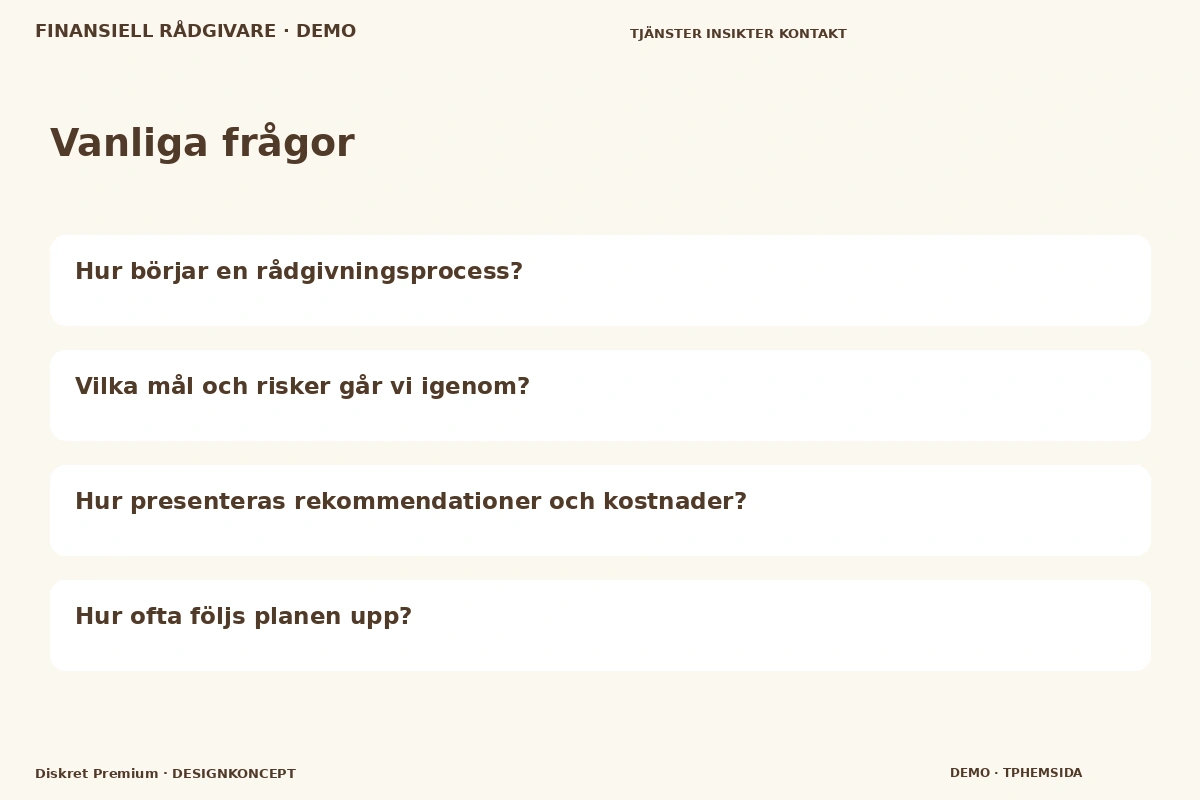 Diskret Premium – Vanliga frågor för finansiell rådgivare