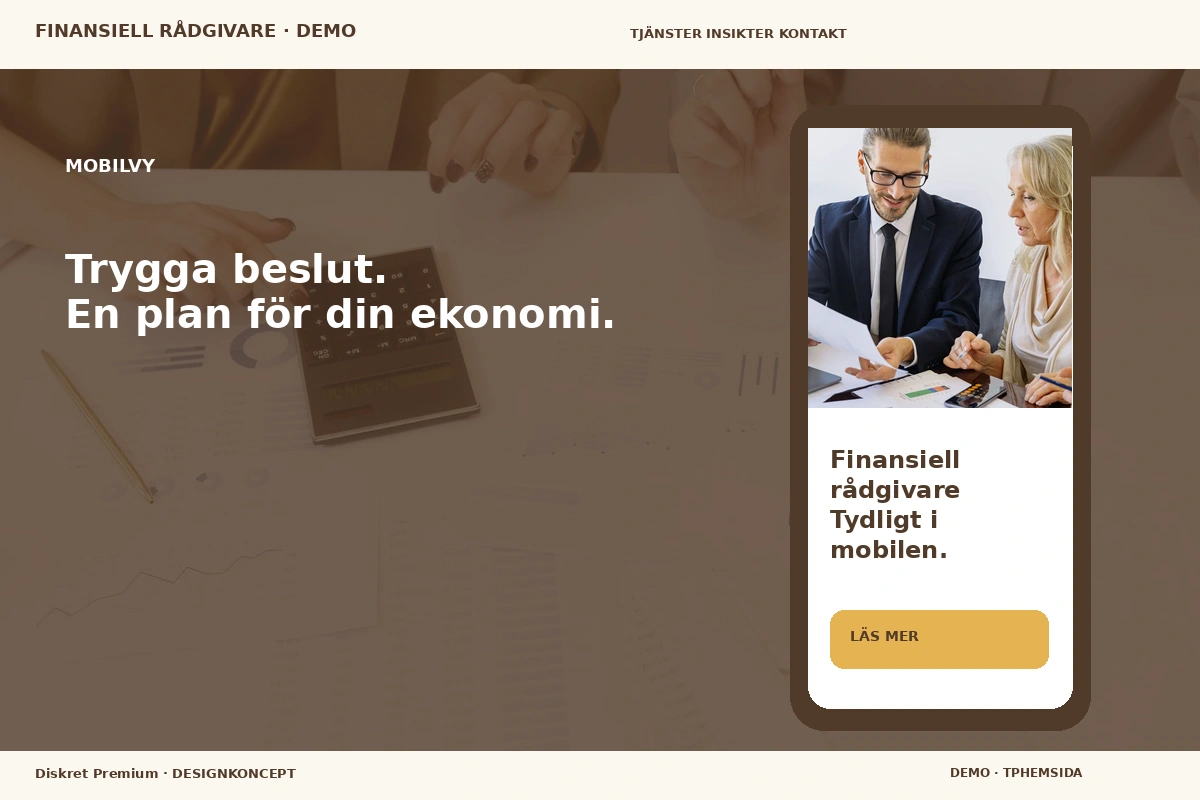Diskret Premium – Mobilvy för finansiell rådgivare
