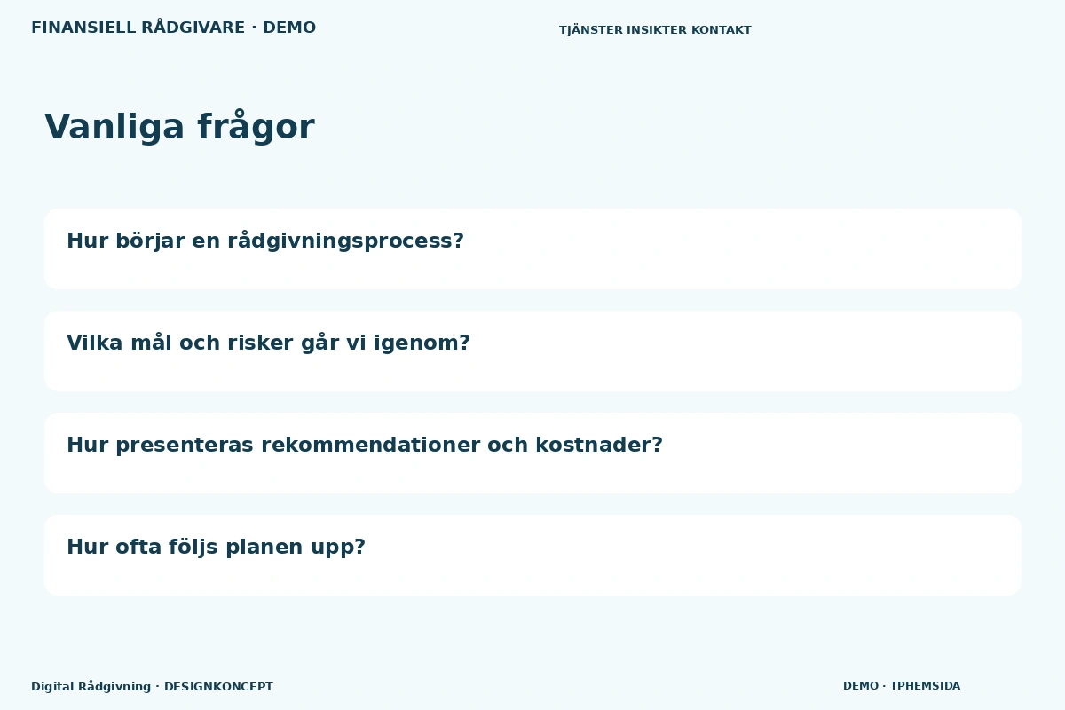 Digital Rådgivning – Vanliga frågor för finansiell rådgivare