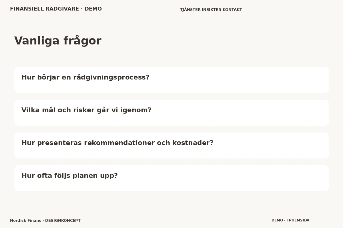 Nordisk Finans – Vanliga frågor för finansiell rådgivare