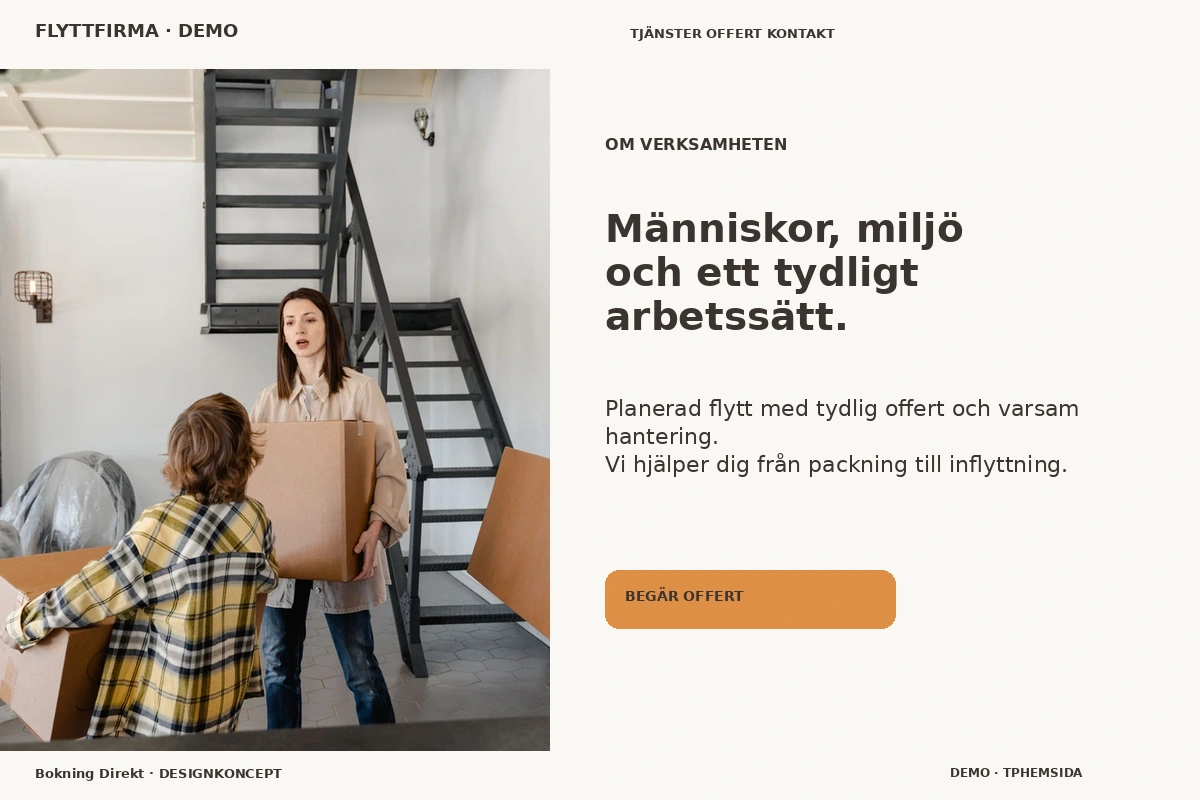 Bokning Direkt – Om verksamheten för flyttfirma