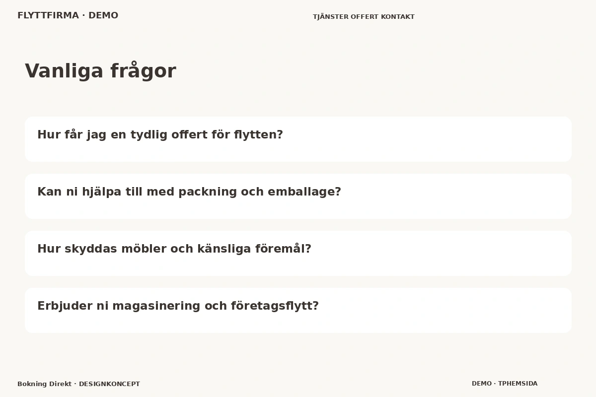 Bokning Direkt – Vanliga frågor för flyttfirma