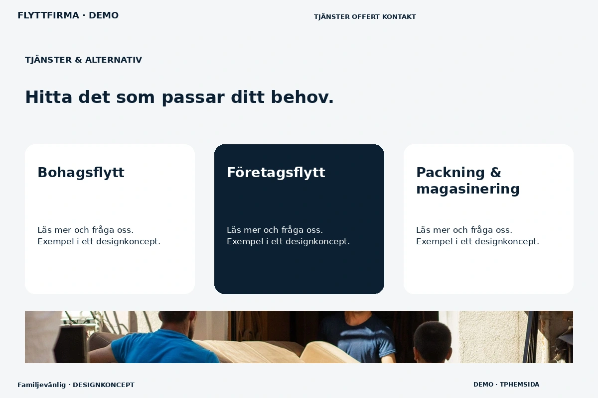 Familjevänlig – Tjänster & alternativ för flyttfirma