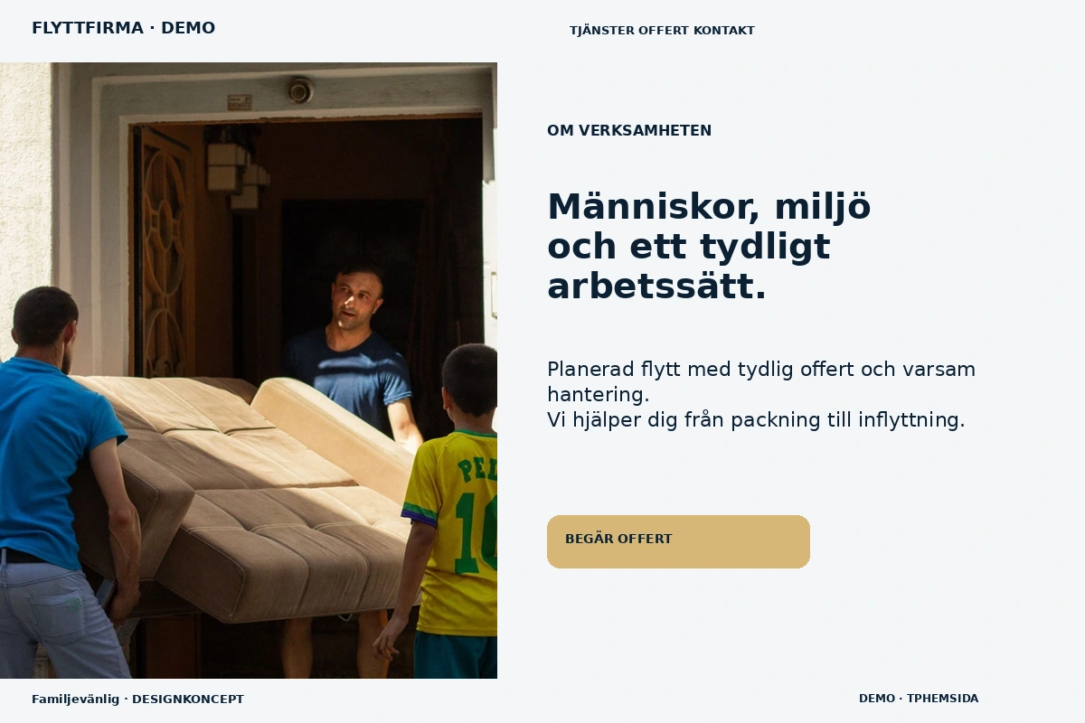Familjevänlig – Om verksamheten för flyttfirma