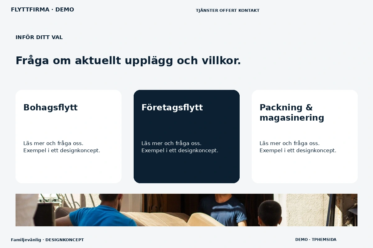 Familjevänlig – Alternativ & villkor för flyttfirma