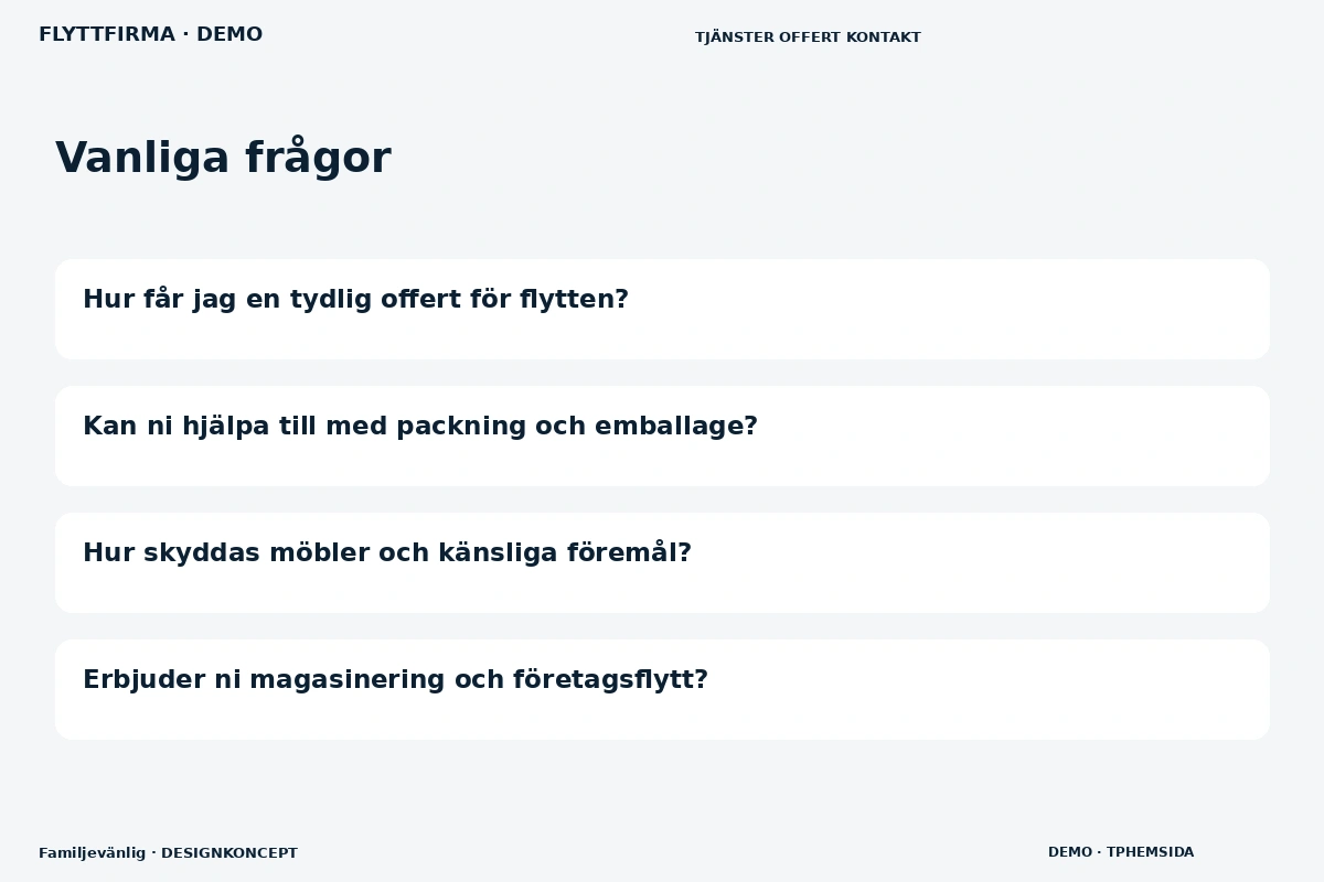 Familjevänlig – Vanliga frågor för flyttfirma