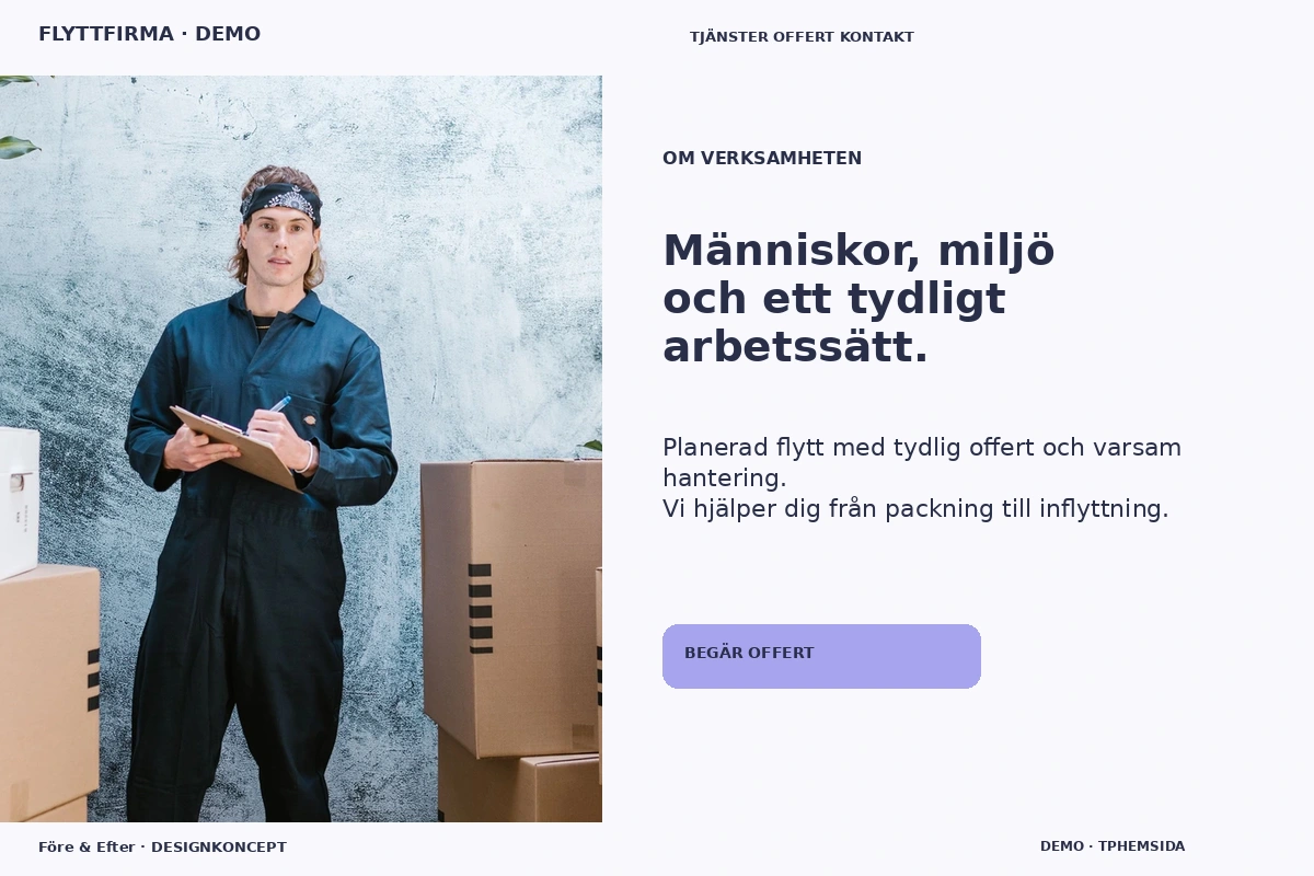 Före & Efter – Om verksamheten för flyttfirma