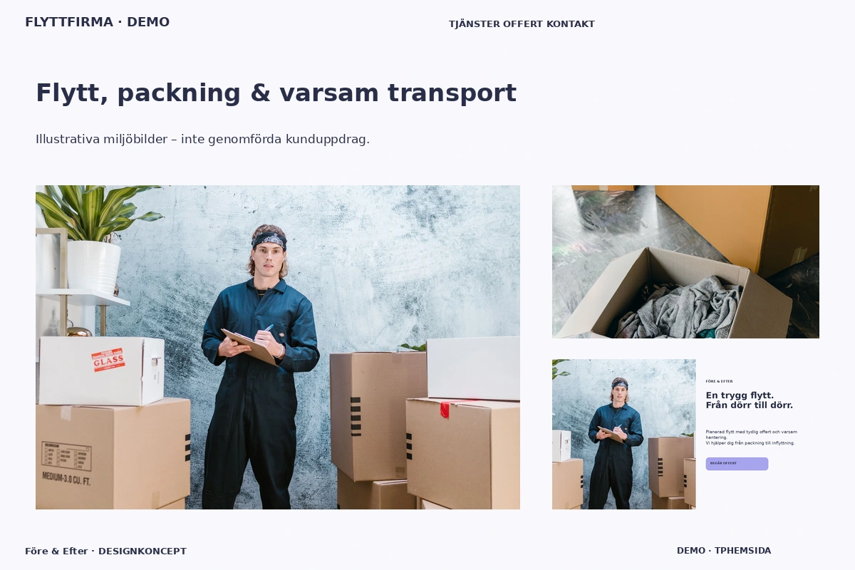 Före & Efter – Flytt, packning & varsam transport för flyttfirma