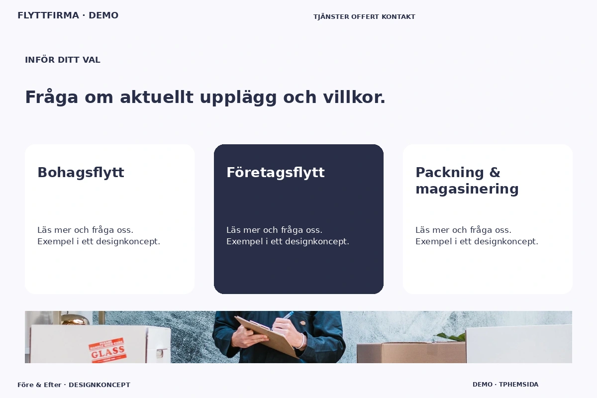 Före & Efter – Alternativ & villkor för flyttfirma