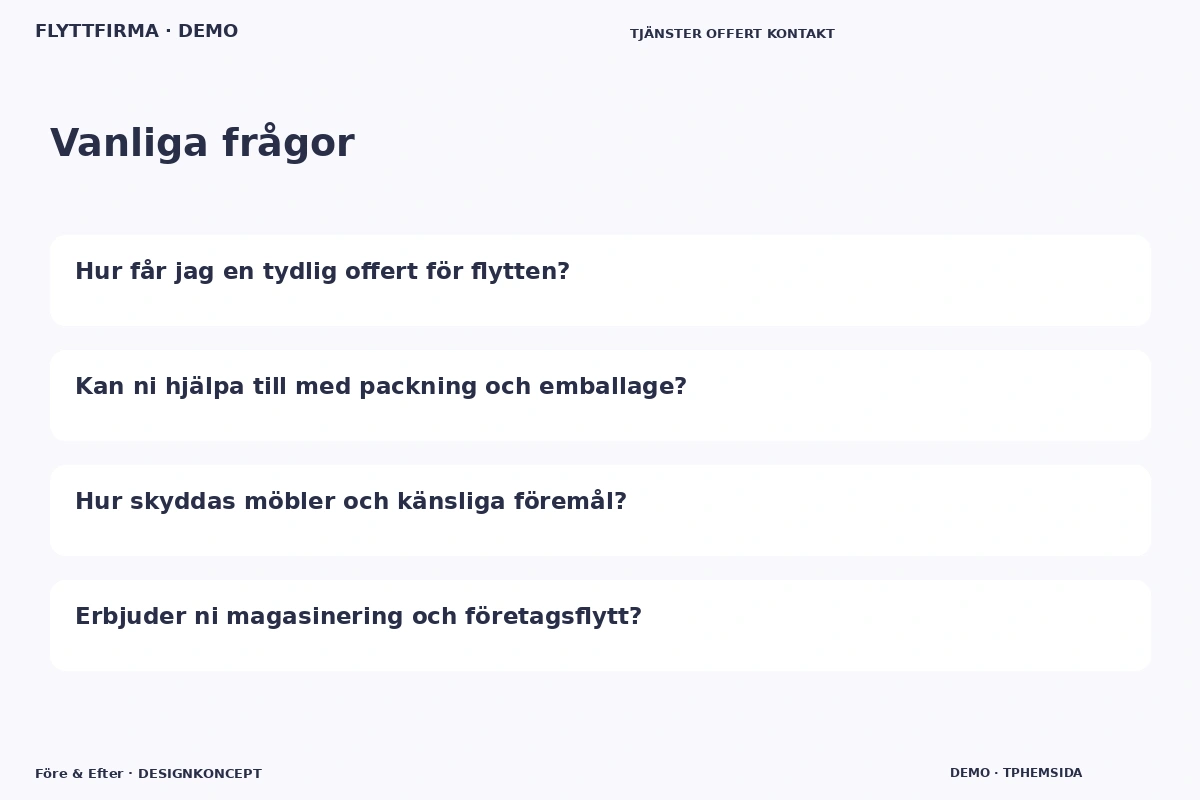 Före & Efter – Vanliga frågor för flyttfirma