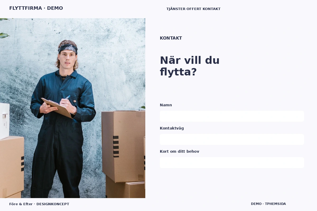 Före & Efter – Kontakt för flyttfirma
