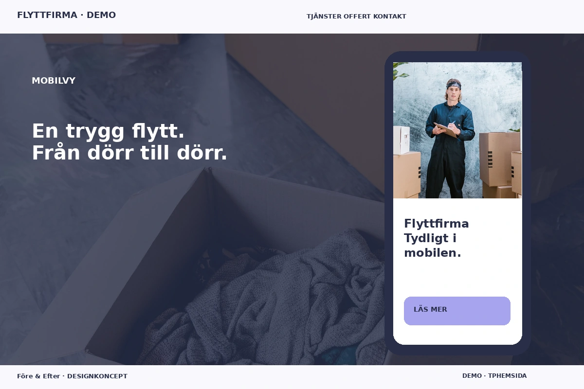 Före & Efter – Mobilvy för flyttfirma