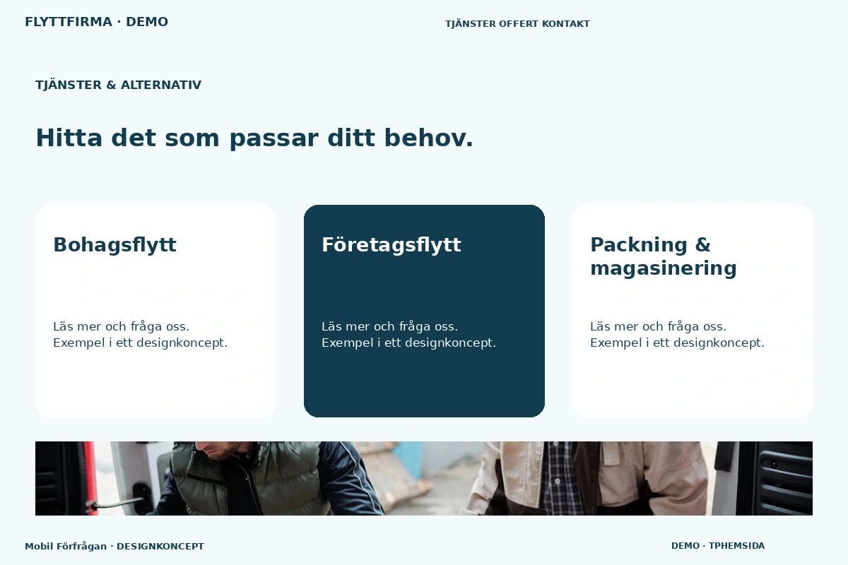 Mobil Förfrågan – Tjänster & alternativ för flyttfirma