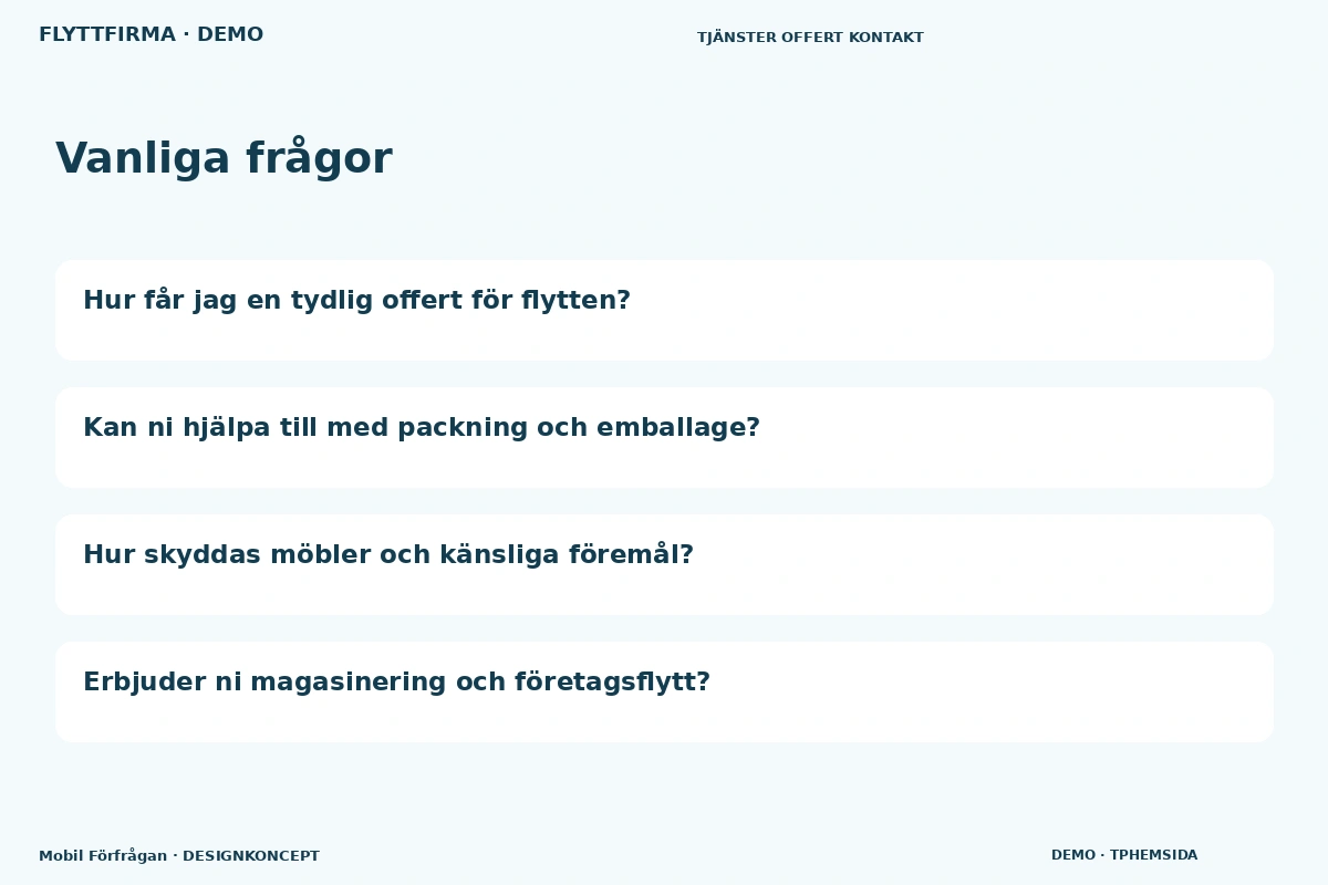 Mobil Förfrågan – Vanliga frågor för flyttfirma
