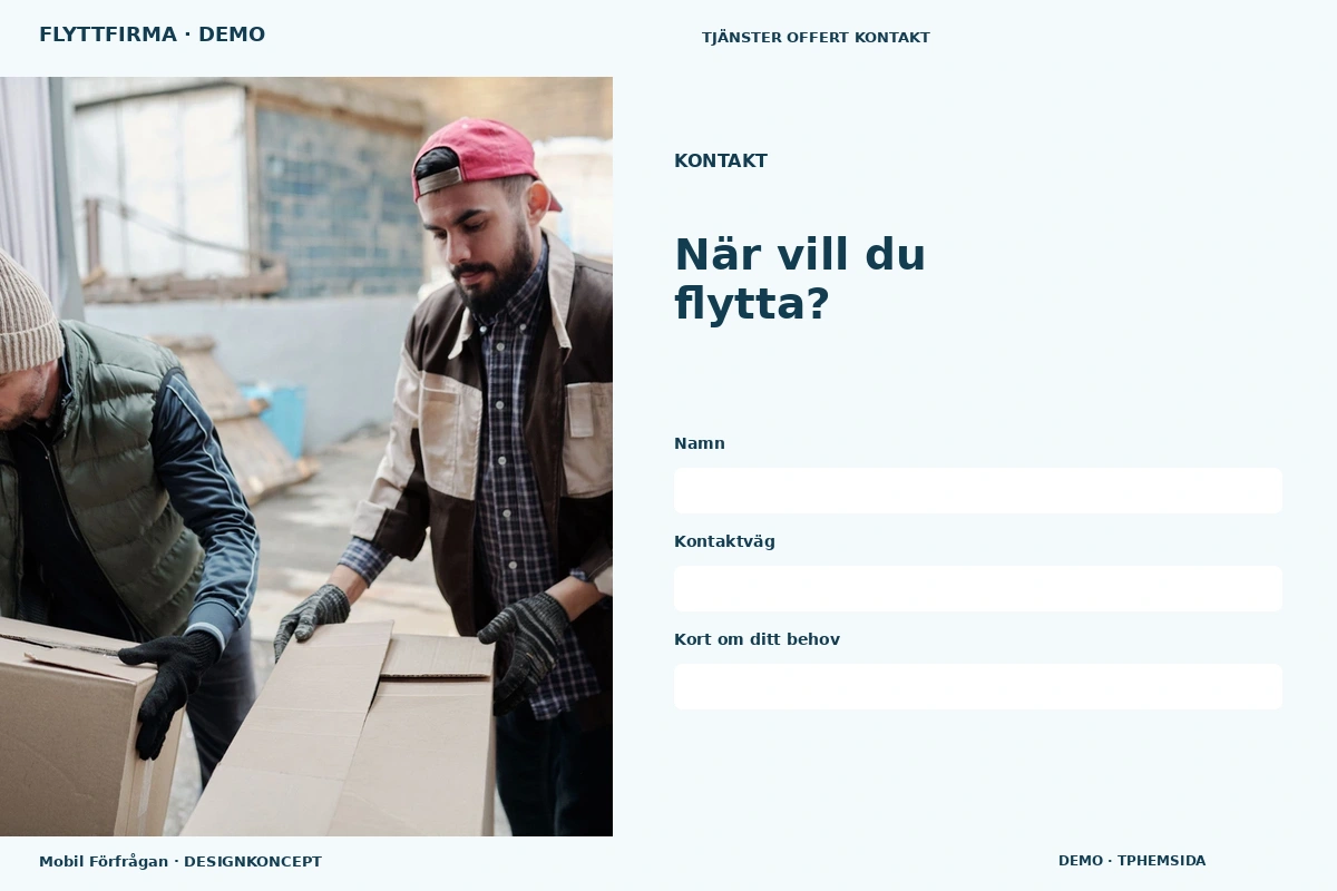 Mobil Förfrågan – Kontakt för flyttfirma