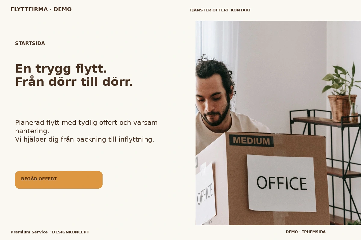 Premium Service – Startsida för flyttfirma