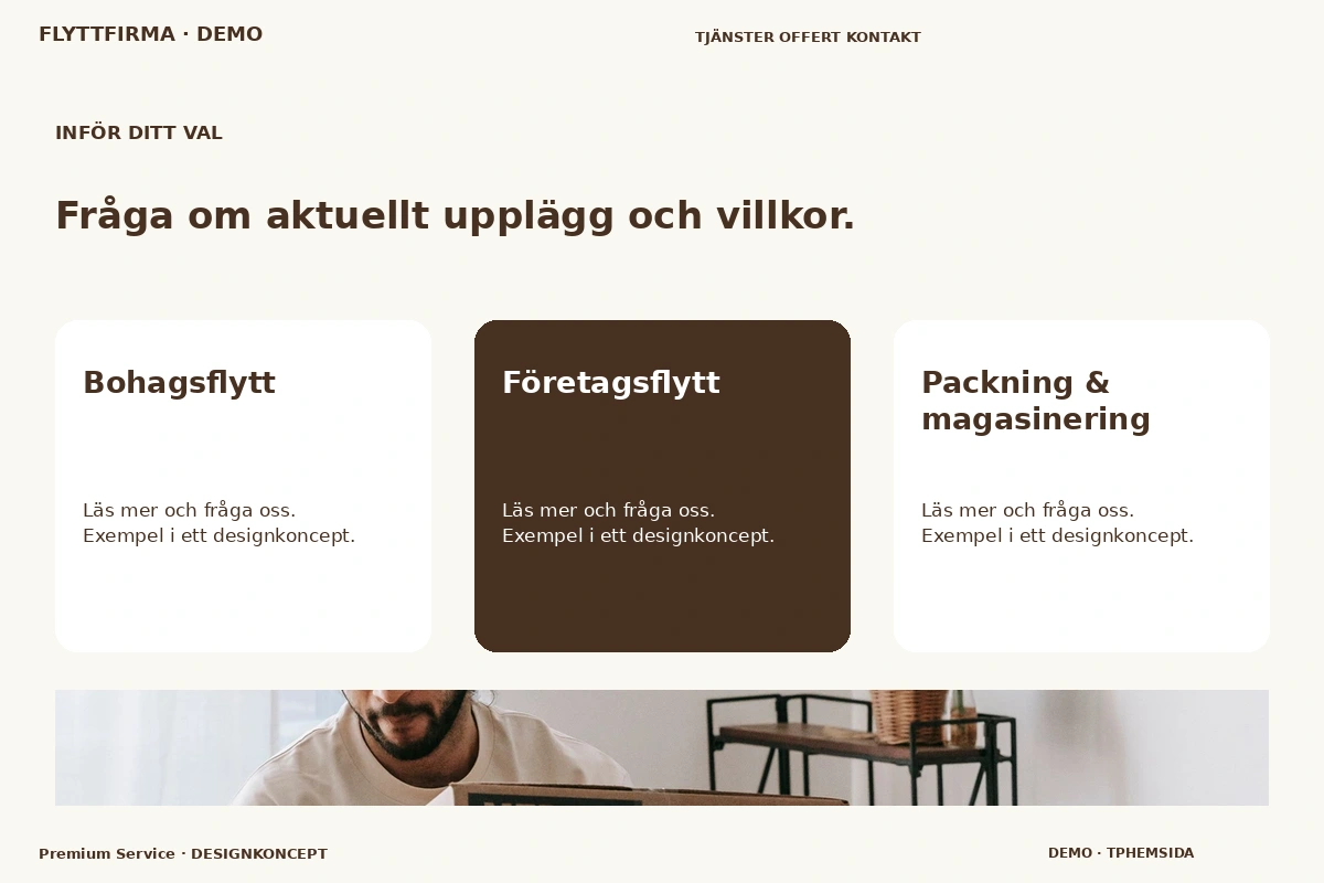 Premium Service – Alternativ & villkor för flyttfirma