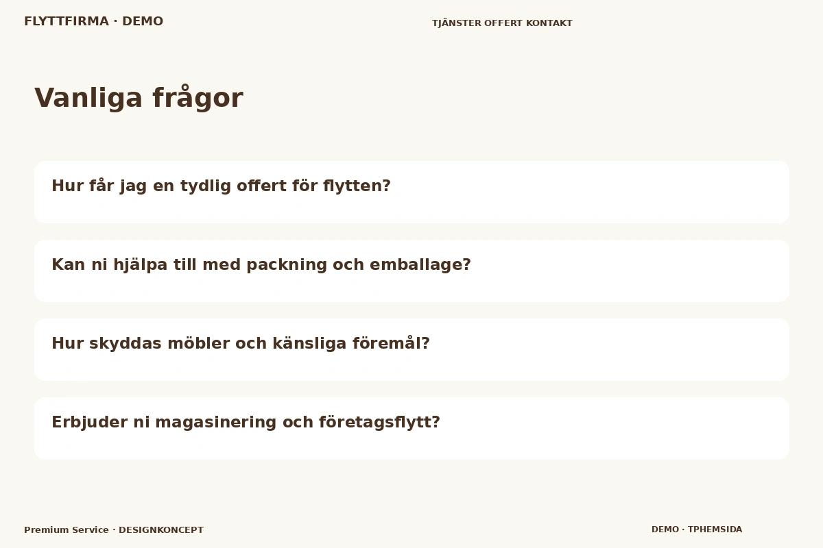 Premium Service – Vanliga frågor för flyttfirma