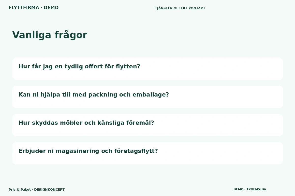 Pris & Paket – Vanliga frågor för flyttfirma
