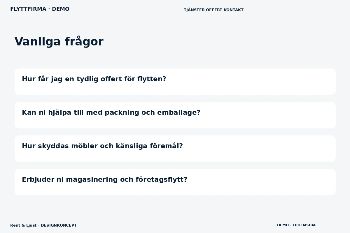 Rent & Ljust – Vanliga frågor för flyttfirma