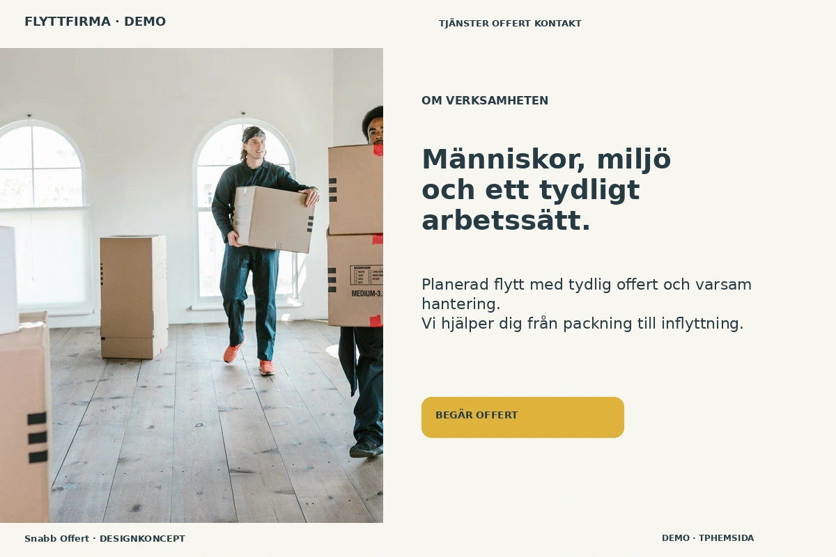 Snabb Offert – Om verksamheten för flyttfirma