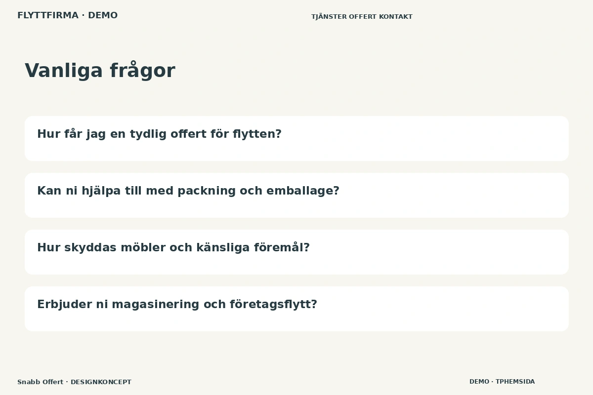 Snabb Offert – Vanliga frågor för flyttfirma