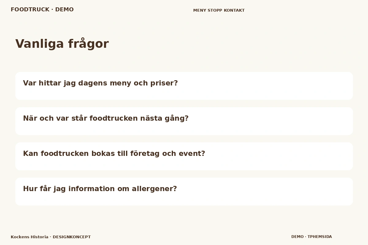 Kockens Historia – Vanliga frågor för foodtruck