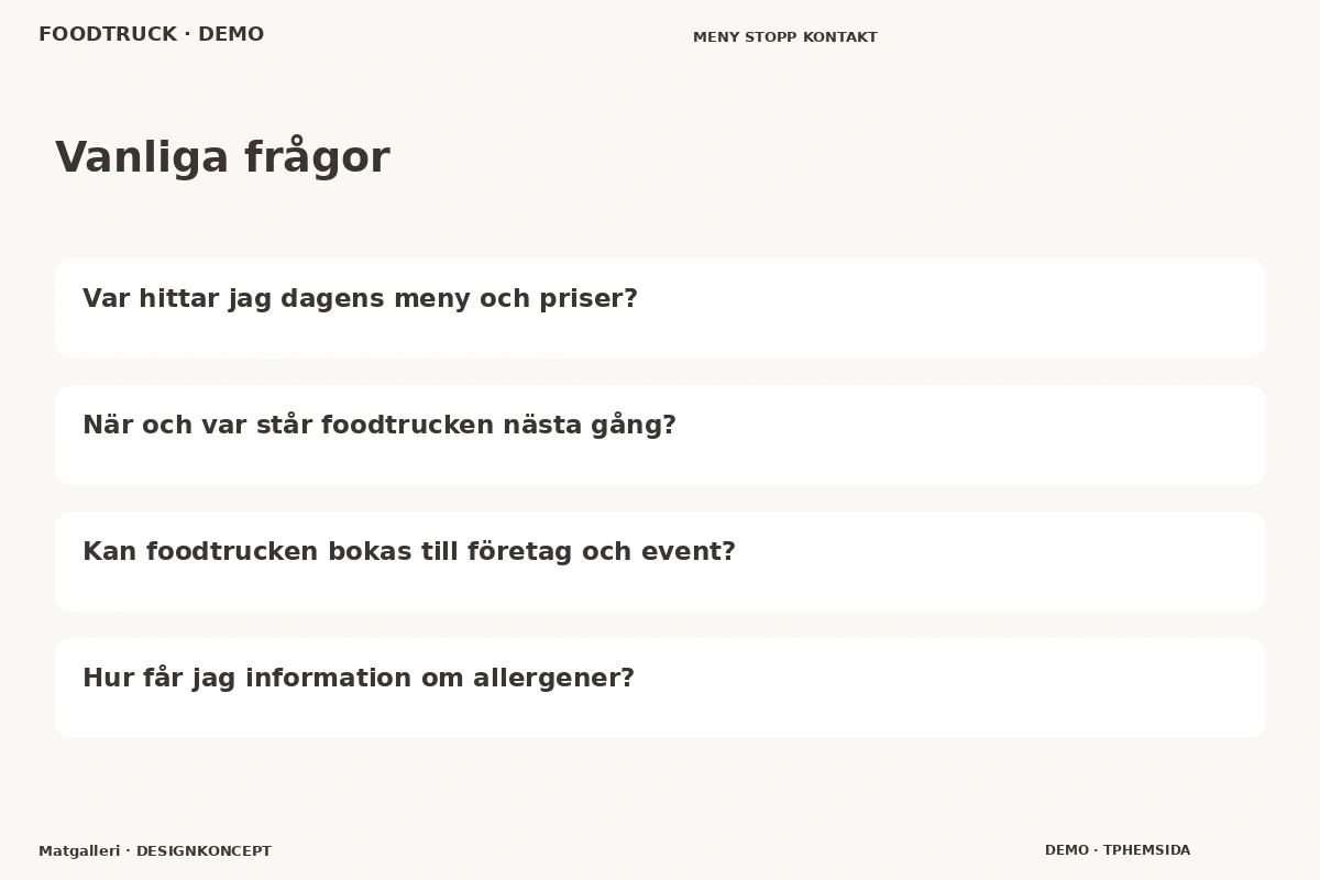 Matgalleri – Vanliga frågor för foodtruck