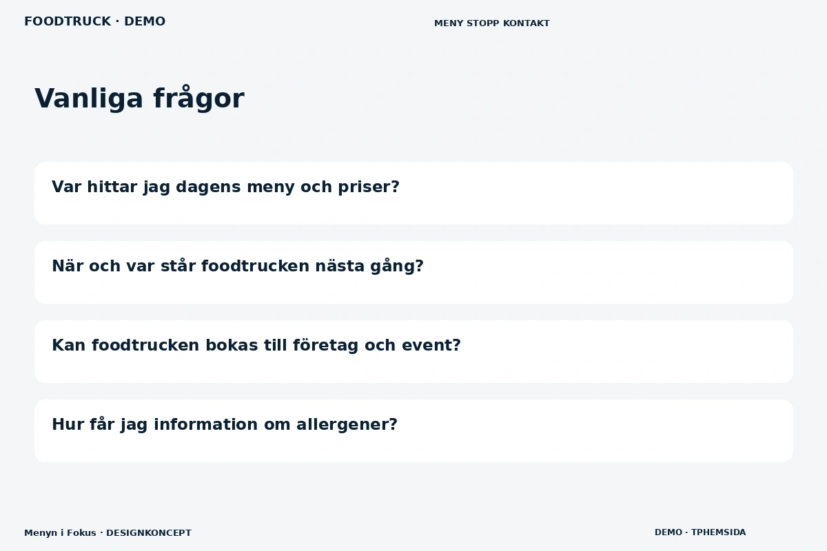 Menyn i Fokus – Vanliga frågor för foodtruck