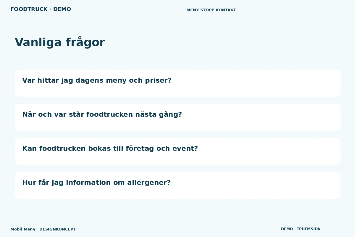 Mobil Meny – Vanliga frågor för foodtruck