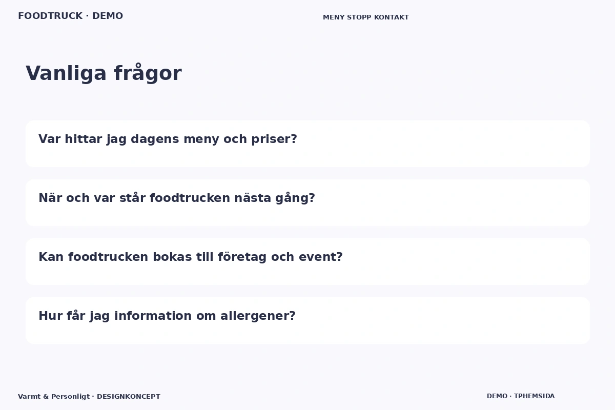 Varmt & Personligt – Vanliga frågor för foodtruck