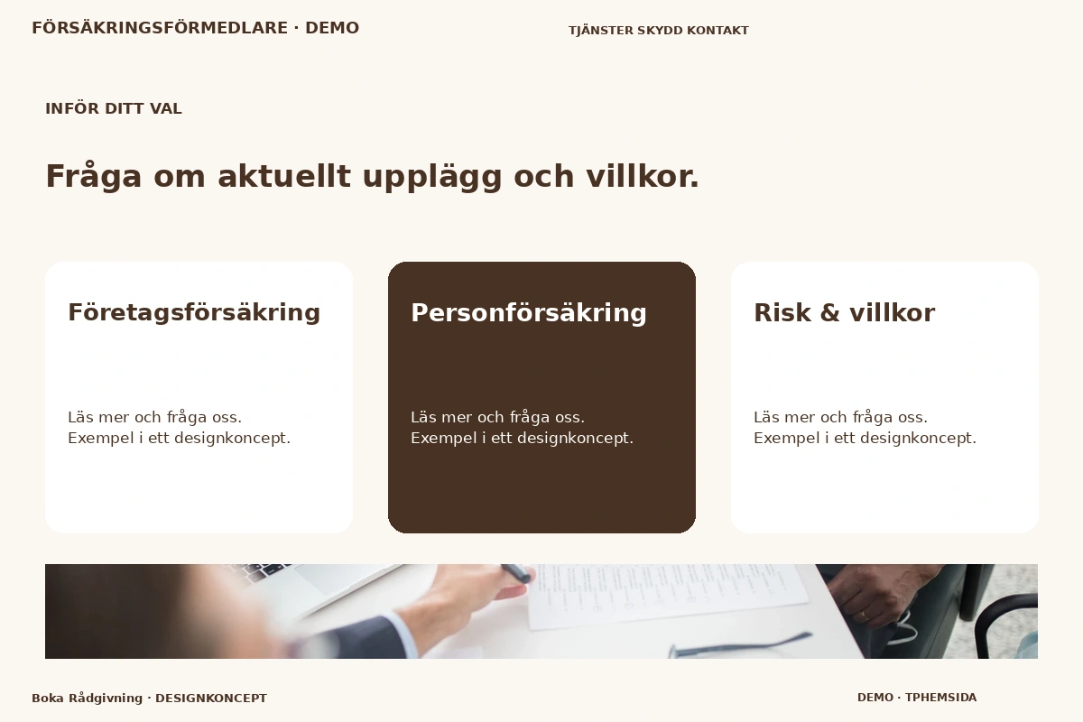 Boka Rådgivning – Alternativ & villkor för försäkringsförmedlare