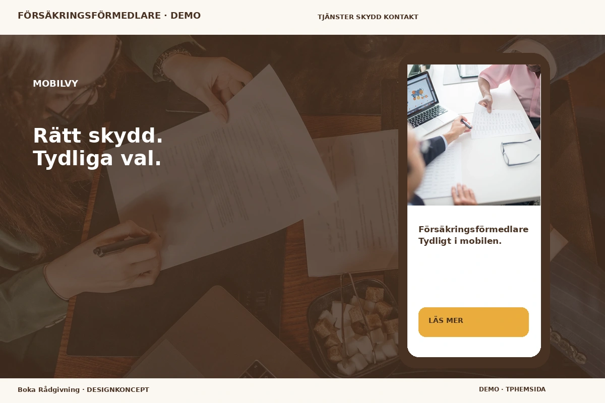 Boka Rådgivning – Mobilvy för försäkringsförmedlare