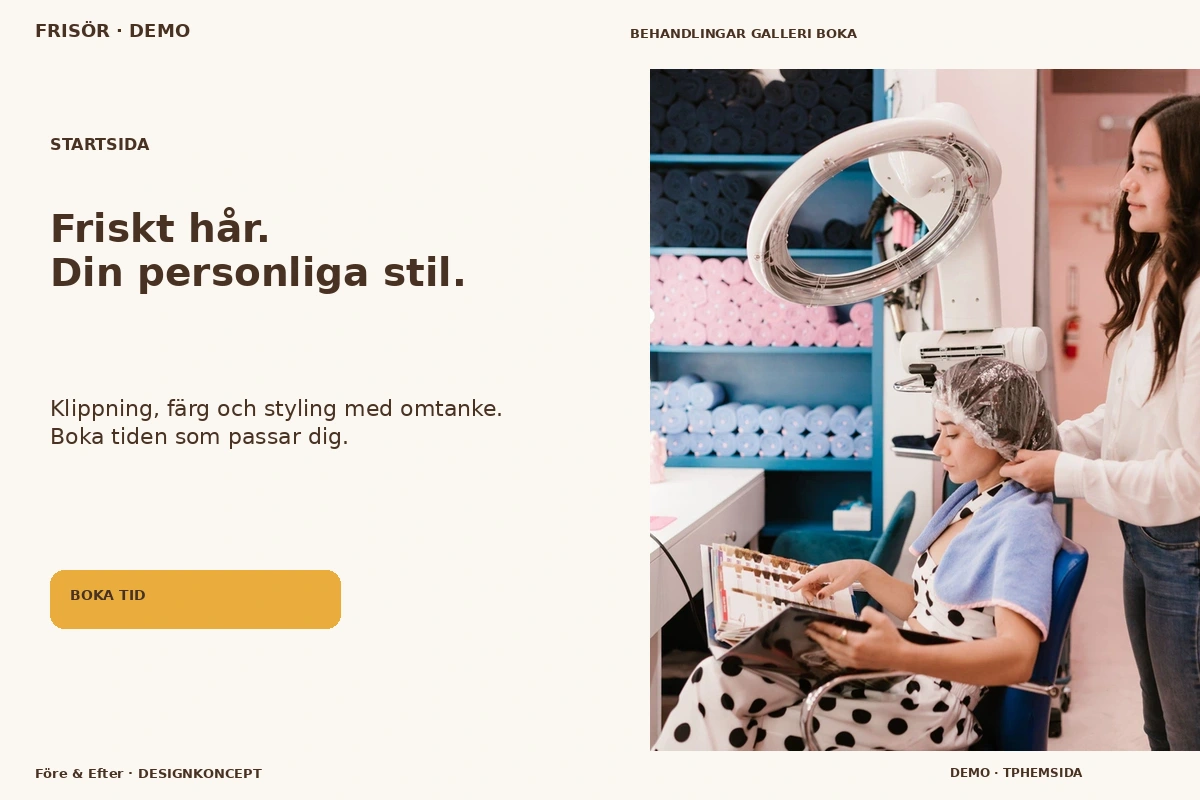 Före & Efter – Startsida för frisör