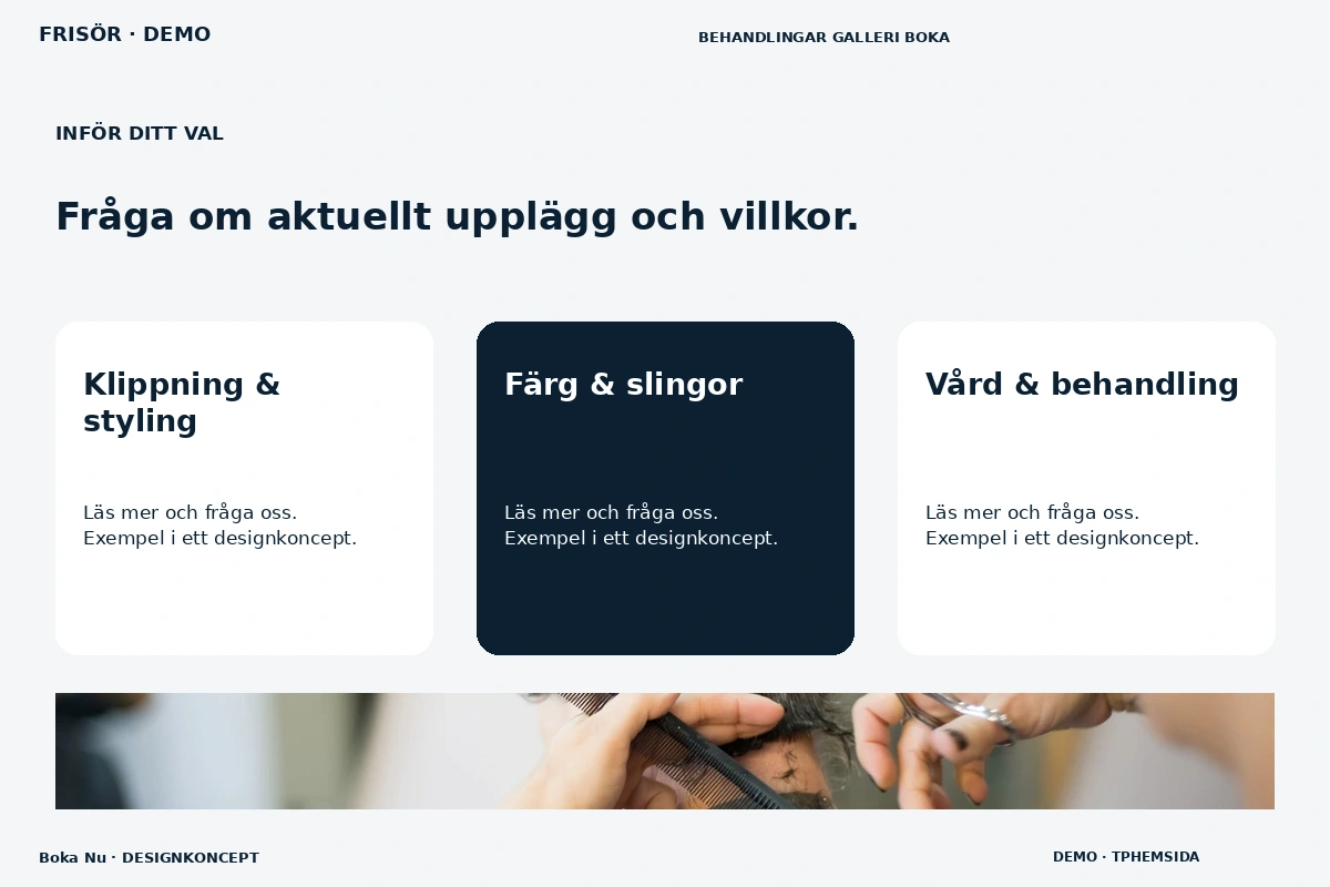 Boka Nu – Alternativ & villkor för frisör