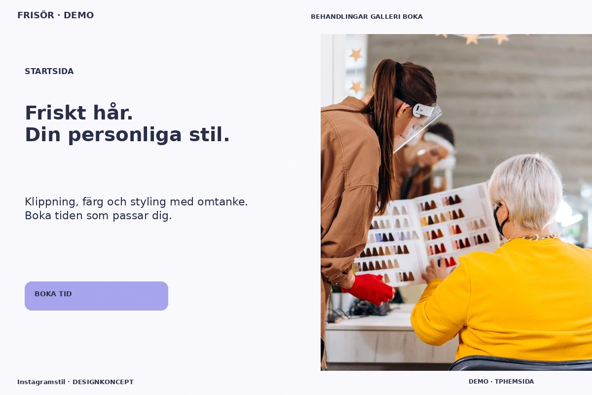 Instagramstil – Startsida för frisör